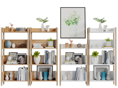 北欧实木多层收纳装饰架