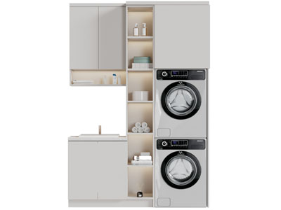 现代阳台洗衣机收纳柜