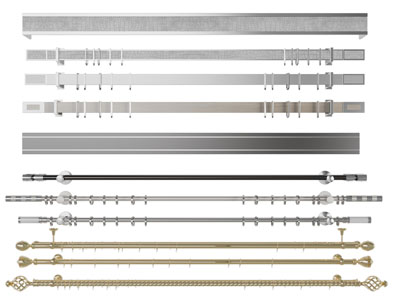 现代带挂钩的金属窗帘架3d模型 现代带挂钩的金属窗帘架