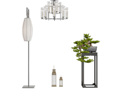 中式松树盆景落地灯