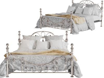 美式铁艺雕花双人床