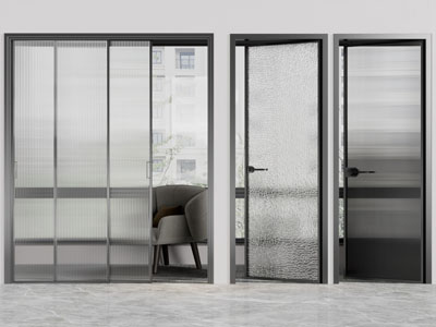 现代花纹玻璃推拉门平开门