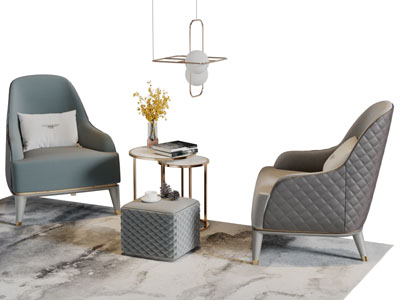 现代休闲单人沙发茶几