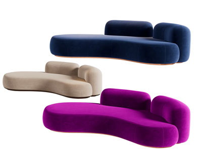 现代轻奢弧形布艺多人沙发3d模型 现代轻奢弧形布艺多人沙发