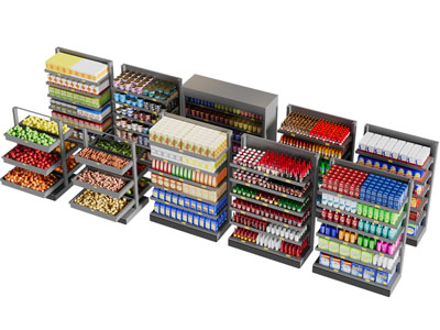 现代超市便利店生活用品货架3d模型 现代超市便利店生活用品货架