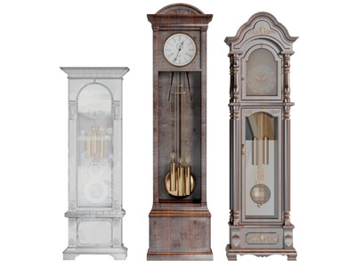 欧式复古座钟钟表3d模型 欧式复古座钟钟表