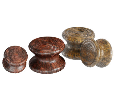 民族风浮雕实木圆凳子