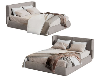 现代布艺双人床