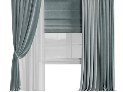 现代布艺窗纱窗帘3d模型 现代布艺窗纱窗帘