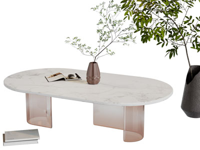 现代椭圆形大理石茶几