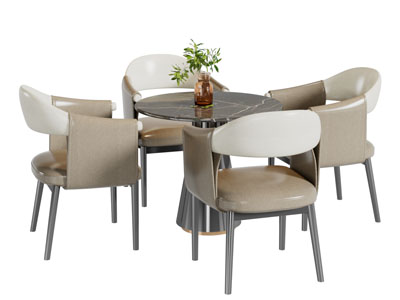 现代圆形餐桌椅组合