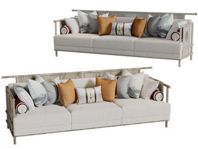 新中式多人沙发3d模型 新中式多人沙发