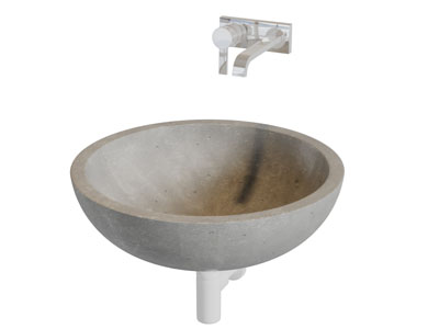 后现代圆形水泥洗手台洗手盆水龙头3d模型 后现代圆形水泥洗手台洗手盆水龙头