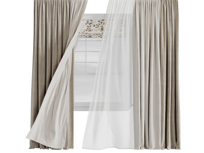 现代布艺窗纱窗帘3d模型 现代布艺窗纱窗帘