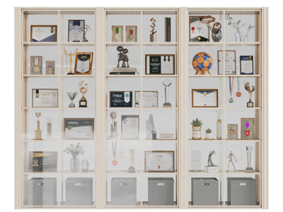 奖杯奖状奖牌荣誉装饰柜3d模型 奖杯奖状奖牌荣誉装饰柜