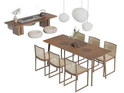 侘寂风餐桌椅组合、茶桌