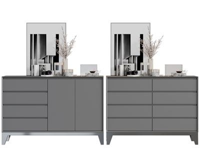 新中式灰色玄关柜边柜