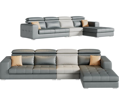 现代撞色转角多人沙发3d模型 现代撞色转角多人沙发