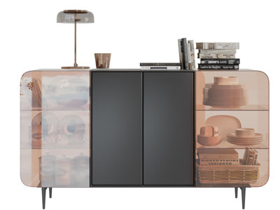 现代装饰玻璃柜门的餐边柜