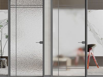 现代磨砂花纹玻璃推拉门