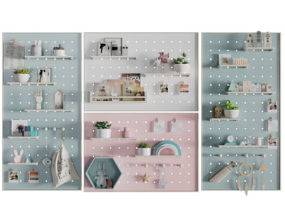 北欧实木洞洞眼墙饰收纳挂件