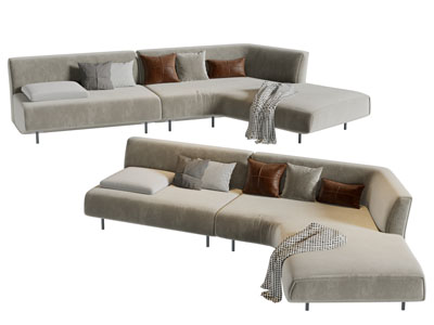 现代布艺多人沙发3d模型 现代布艺多人沙发