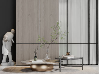 现代圆形茶几屏风3d模型 现代圆形茶几屏风