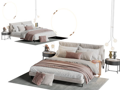 现代布艺双人床