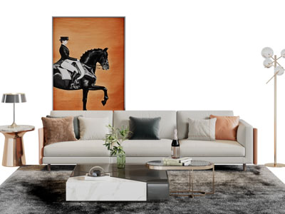 现代多人沙发茶几组合