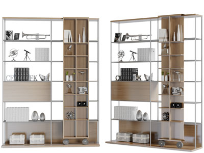 现代实木开放式装饰柜