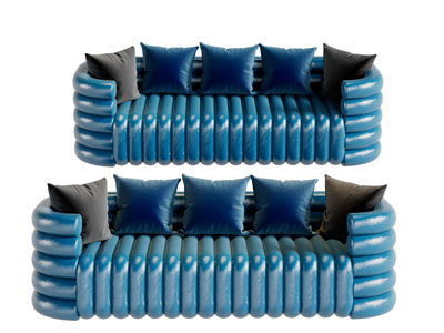 后现代蓝色多人沙发3d模型 后现代蓝色多人沙发