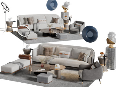 新中式多人单人沙发茶几沙发凳组合