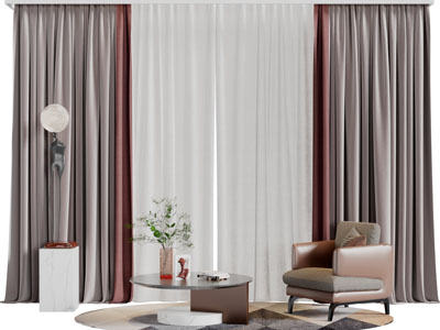 现代布艺窗帘单人沙发