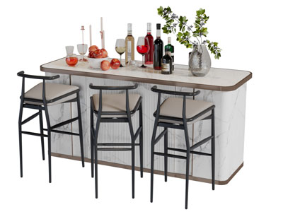 现代大理石吧台吧椅