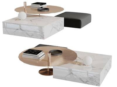 现代轻奢茶几组合3d模型 现代轻奢茶几组合
