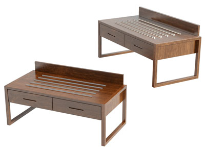 现代实木带抽屉的书桌