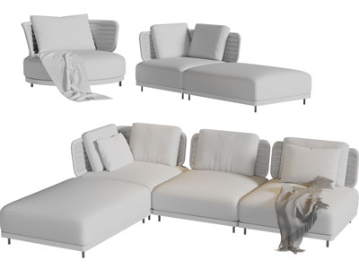 新中式藤编靠背的多人单人沙发美人榻组合