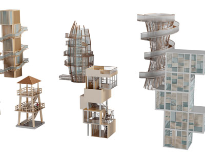 现代旋转楼梯3d模型 现代旋转楼梯