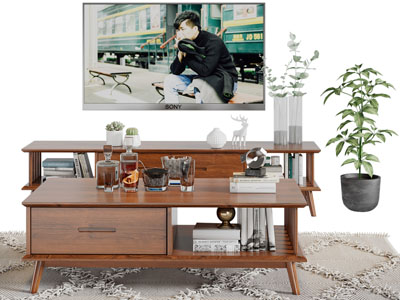 北欧实木电视柜茶几