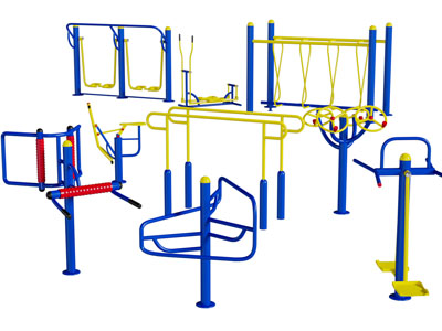 现代社区健身器材设备3d模型 现代社区健身器材设备