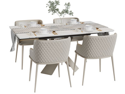 现代轻奢大理石餐桌椅组合