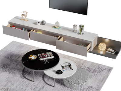 现代套叠茶几悬挂式电视柜电视机