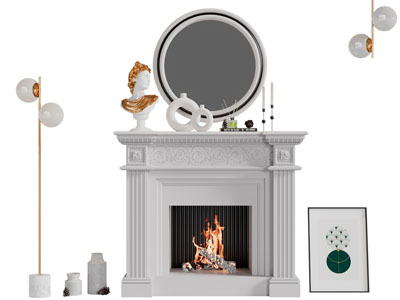 欧式装饰罗马柱的壁炉