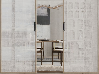 新中式实木边框的推拉门