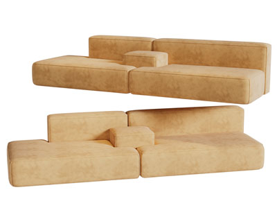 无扶手加长布艺多人沙发3d模型 无扶手加长布艺多人沙发