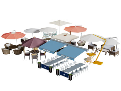 现代户外露天遮阳伞餐桌椅组合