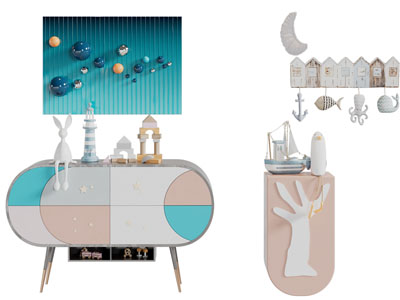 现代椭圆形玄关柜边柜