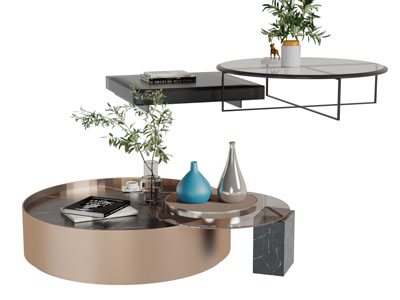 现代拼接套叠茶几3d模型 现代拼接套叠茶几