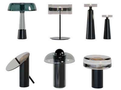 现代彩色玻璃灯罩的台灯