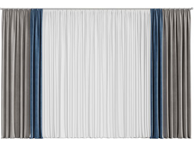 现代撞色布艺窗纱窗帘3d模型 现代撞色布艺窗纱窗帘